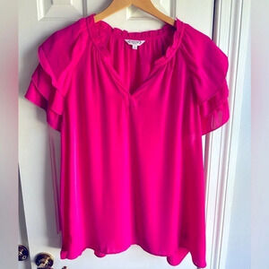 Nanette Lepore bright pink flowy blouse. Plus Size 3x